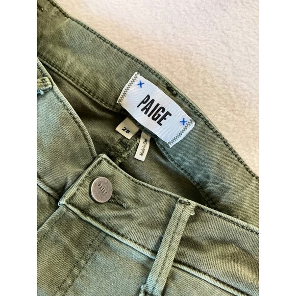 PAIGE Joile Twill Slim Straight-Leg Ankle Pant Ivy Green size 28 - Picture 6 of 7